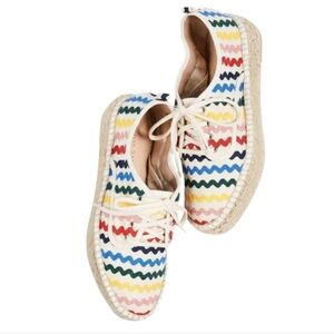 Loeffler Randall Alfie Canvas Espadrille Rainbow Sneakers Size 9